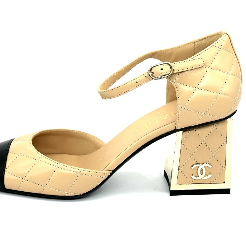 CHANEL 24B Lambskin Quilted Leather Mary Jane Pumps Mirror Heel Sandals - Picture 4 of 16